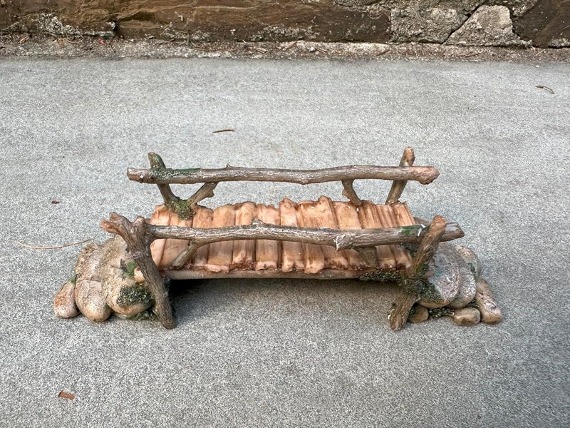 Mokoboho Fairy Garden Bridge, Acrylic, Stone and Log Design, 7.5" Wide - Image 3